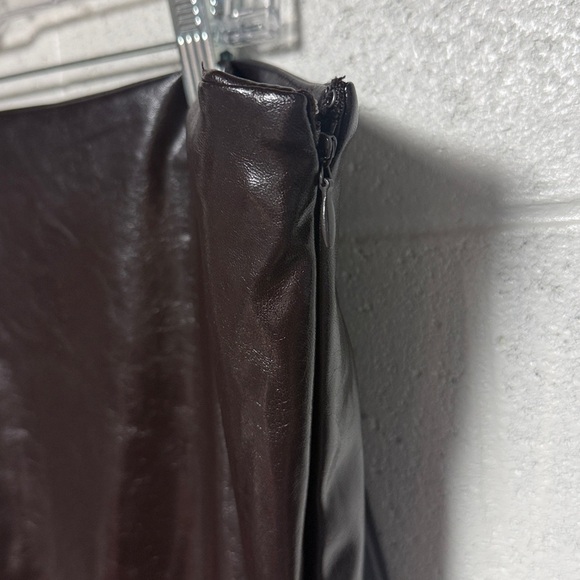 NWT A New Day Women's 20 Brown Faux Leather Midi Skirt - Picture 5 of 10